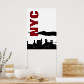 Poster NYC Noir Blanc Manhattan Silhouette Pop Art (Cuisine)