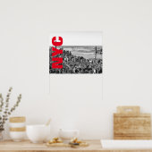 Poster NYC noir blanc rouge New York City Skyline (Cuisine)