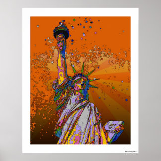 Poster NYC psychédélique : Statue de la Liberté 001