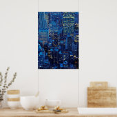 Poster NYC Skyline, vue haute angle au crépuscule (Cuisine)