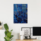 Poster NYC Skyline, vue haute angle au crépuscule (Bureau à domicile)