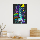 Poster NYC Statue de la Liberté Voyage Doodle Art (Cuisine)