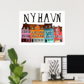 Poster NYHAVN Copenhagen Watercolor Art Travel (Bureau à domicile)