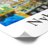 Poster Nyhavn Danemark Voyage Aquarelle main tirée (Coin)