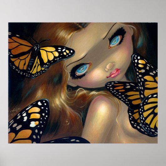 Poster Nymphe avec Monarques ART IMPRIMER fée papillon (Devant)