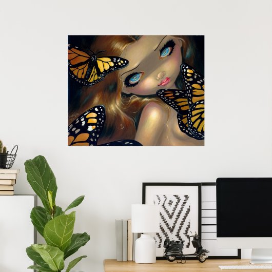 Poster Nymphe avec Monarques ART IMPRIMER fée papillon (Bureau à domicile)