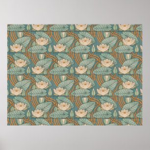 Poster Nymphéas Art Nouveau Nature Lily
