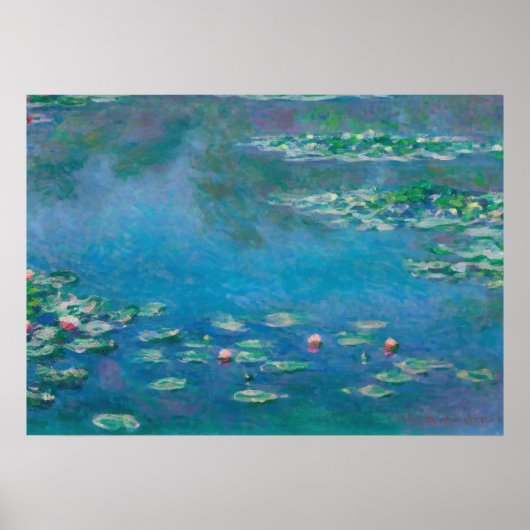 Poster Nymphéas - Nymphéas d'eau par Claude Monet (Devant)