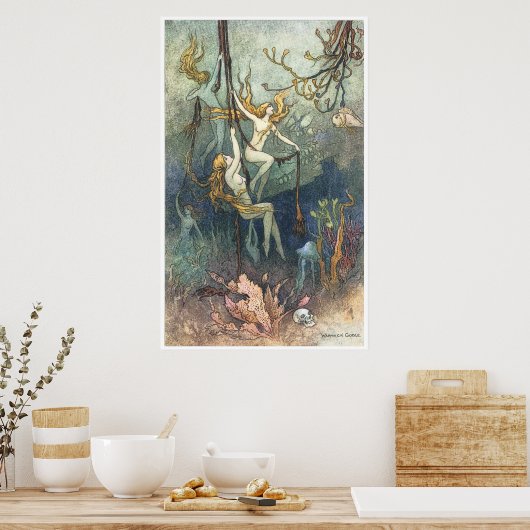 Poster Nymphes de mer Imprimer Par Warwick Goble (Cuisine)