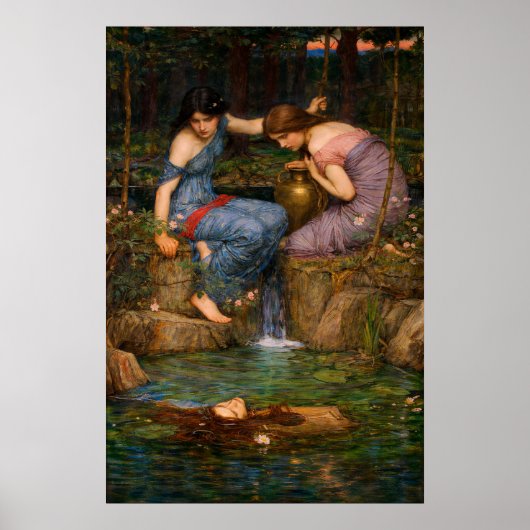 Poster Nymphs Finding the Head of Orpheus by Waterhouse (Devant)
