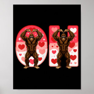 Poster O-h Couples Matching Drôle Bigfoot Dans Midwestern
