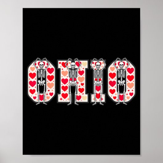 Poster O-h-i-o Funny Skeletons Ohio In Midwestern Valenti (Devant)