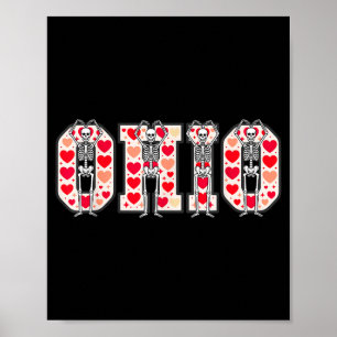 Poster O-h-i-o Squelettes Drôles Ohio Dans Midwestern Val