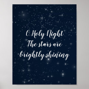 Poster O Holy Night Paroles de Noël Élégant Vacances