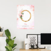 Poster O Lettre Feuilles d'or Monogram rose Magnolia Flor (Bureau à domicile)