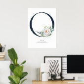 Poster O Lettre Monogramme Fleurs blanches et verdure (Bureau à domicile)