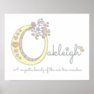 Poster O monogramme art Oakleigh filles nom signifiant af