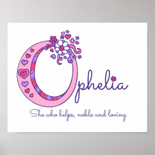 Poster O monogramme art Ophelia filles nom signifiant aff
