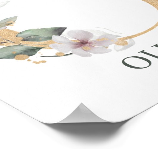 Poster O Monogramme Floral Personnalisé (Coin)