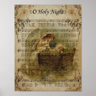 Poster Ô Nuit Sainte, Noël Vintage