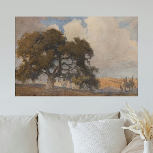 Poster Oak Tree (1910) - Aquarelle Vintage majestueuse