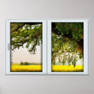 Poster Oak Tree White 2 Volet Illustration