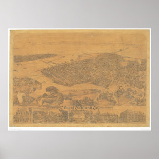 Poster Oakland, CA. Carte panoramique 1881 (1231A)