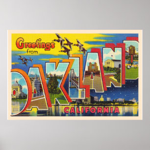 Poster Oakland California CA Vintage Grande Lettre Postca