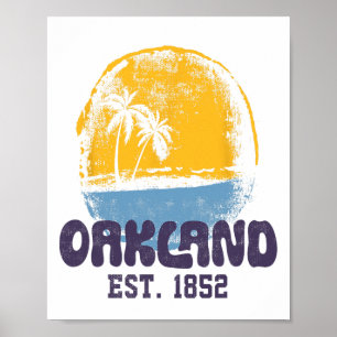 Poster Oakland Californie Rétro Surfeur Plage Vintage Pou