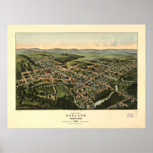 Poster Oakland Maryland 1906 Antique carte panoramique