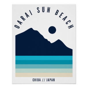 Poster Oarai Sun Beach Chiba Japon Retro Vintage