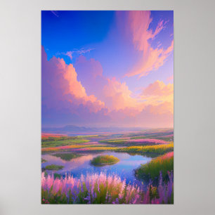 Poster Oasis de champ de fleurs