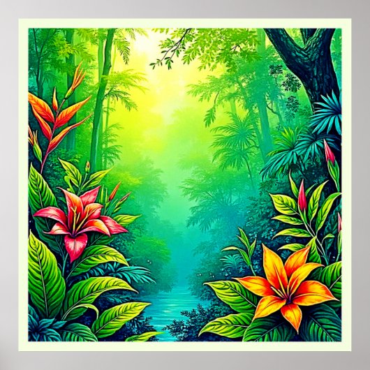 Poster Oasis de la jungle tropicale luxuriante (Devant)