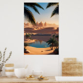 Poster Oasis désertique et lac (Cuisine)
