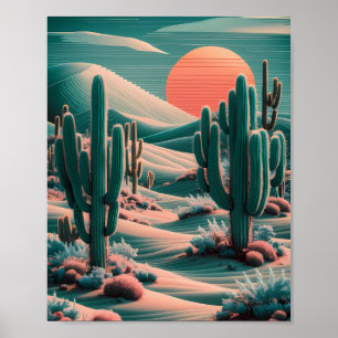 Poster Oasis du désert pixellée