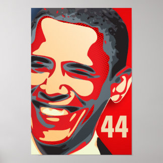 Poster Obama - 44ème président sur un géant rouge