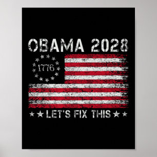 Poster Obama Retro Vintage Us Drapeau Patriotique 2028 Po