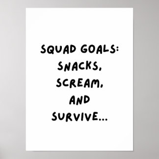 Poster Objectif de groupe : Snacks, Hurler, Survivre...