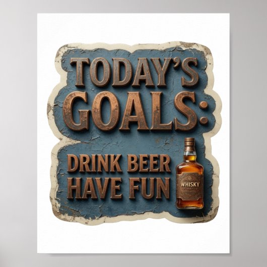 Poster Objectif du jour CAPTIVANT BOIRE DE LA BIÈRE S'AMU (Devant)