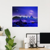 Poster Objet volant UFO dans l'espace (Bureau à domicile)