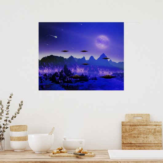 Poster Objet volant UFO dans l'espace (Cuisine)