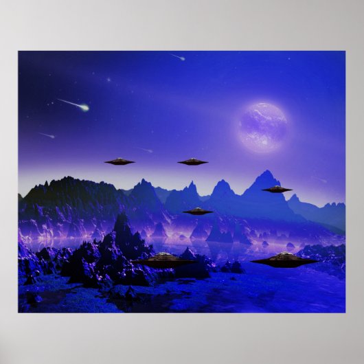 Poster Objet volant UFO dans l'espace (Devant)