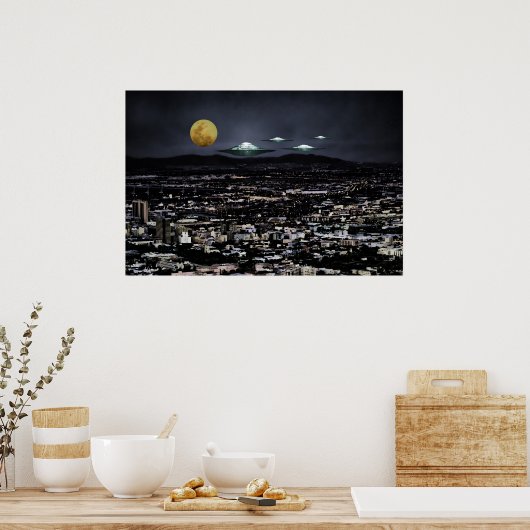 Poster Objet volant UFO dans l'espace (Cuisine)