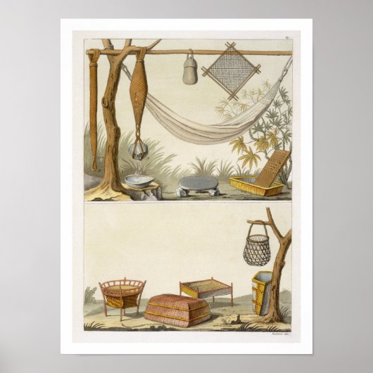 Poster Objets appartenant à des Indiens (gravure couleur) (Devant)