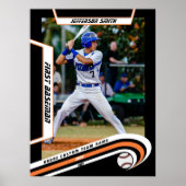 Poster Objets de collection de baseball en orange vif noi (Devant)