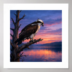 Poster Observateur de l'eau – Balbuzard au crépuscule