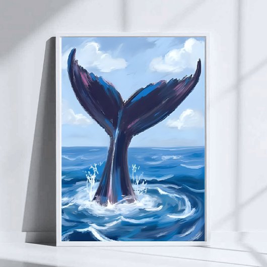 Poster Observation des baleines | Aquarelle bleu