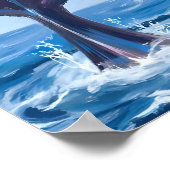 Poster Observation des baleines | Aquarelle Océan Bleu (Coin)