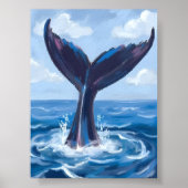 Poster Observation des baleines | Aquarelle Océan Bleu (Devant)
