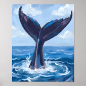 Poster Observation des baleines | Aquarelle Océan Bleu (Devant)